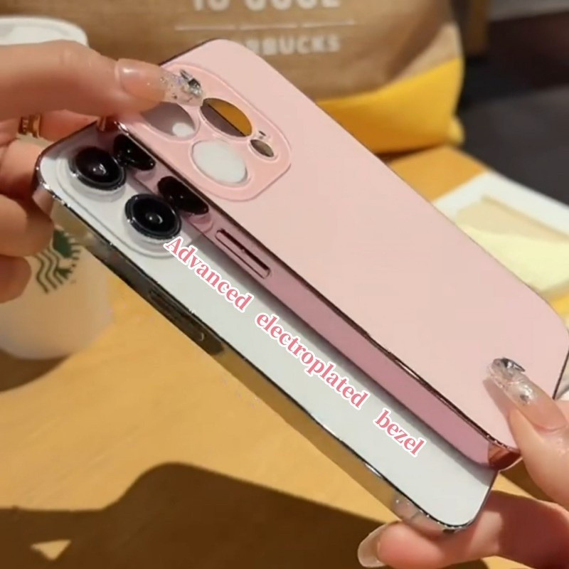 เคสโทรศัพท์มือถือกระจกฝ้าด้วยไฟฟ้าเข้ากันได้กับ iphone16 15 11 13 12 Pro Max PC IP14Plus หรูหราป้องกันผิวฝาหลังปลอก - รูปที่ 3