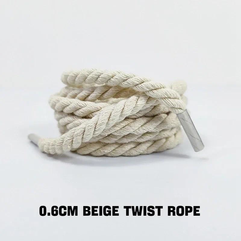 ใหม่ 1 คู่รอบเชือกผูกรองเท้า 0.6 ซม.ผ้าฝ้ายหนาเชือกผูกรองเท้า Twisted เชือก Laces รองเท้าผ้าใบรองเท้า Laces สําหรับรองเท้า