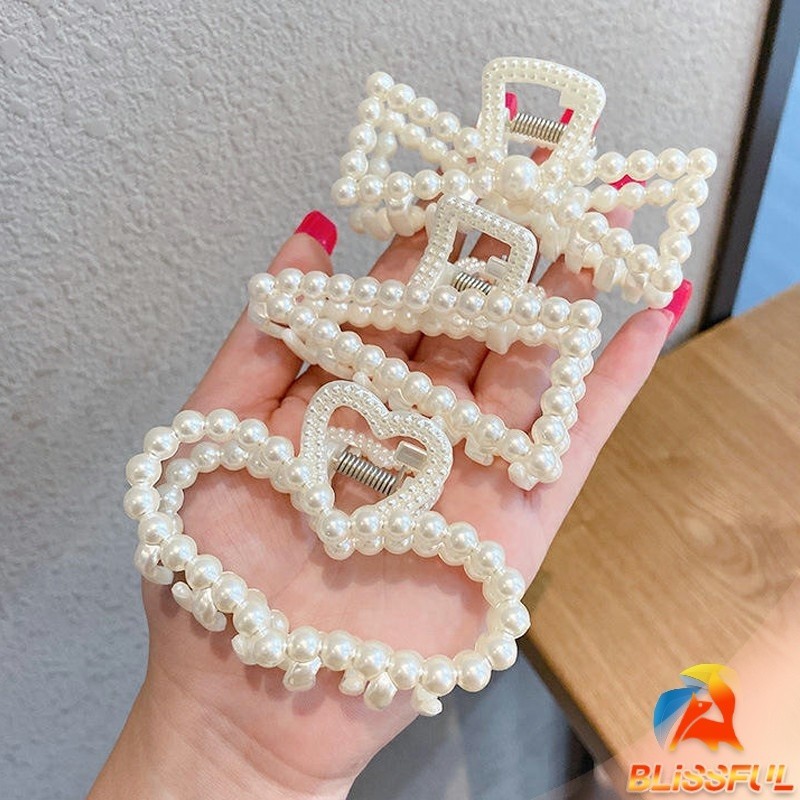 B.F กิ๊บติดผมประดับไข่มุกเทียม หรูหราและเรียบง่าย เครื่องประดับผม pearl hair clip