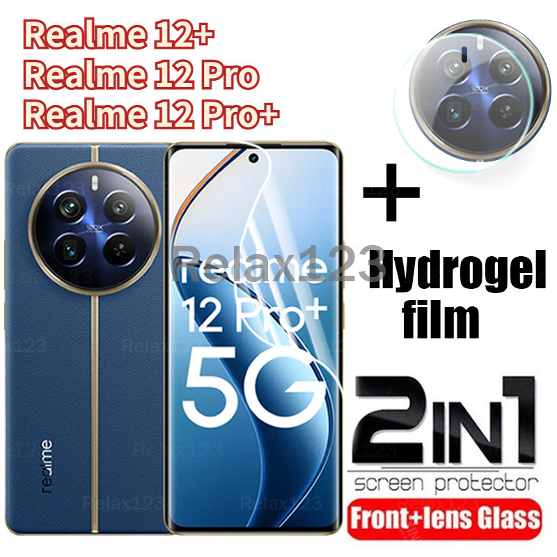 2in1 ฟิล์มไฮโดรเจลกันรอยหน้าจอ และเลนส์กล้อง สําหรับ Realme 12 Pro + Realme12Pro+ Realme12+ Realme12Pro 4G 5G 12 Pro+ 2024 2in1