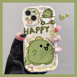 【ส่งจากไทย】จัดส่งภายใน 48 ชั่วโมง 3Dการ์ตูนไดโนเสาร์มีความสุข เคสสำหรับไอโฟน11 For iPhone 11 12 13Pro Max 7 8 Plus SE2