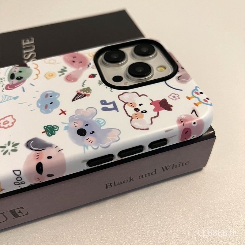 เคสโทรศัพท์มือถือแบบแข็ง กันกระแทก ลายกราฟฟิตี้สัตว์น่ารัก ขนาดใหญ่ สําหรับ iPhone 15promax 14 12pro 13 11 7 8plus xsmax xr XCDY