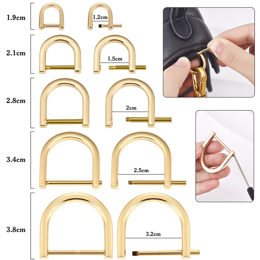 2 ชิ้น 0.9-3.2 เซนติเมตรโลหะเปิด D แหวนหัวเข็มขัดที่ถอดออกได้หัวเข็มขัด Carabiner Clasp สําหรับหนังหัตถกรรมเข็มขัดสายคล้องไหล่กระเป๋า