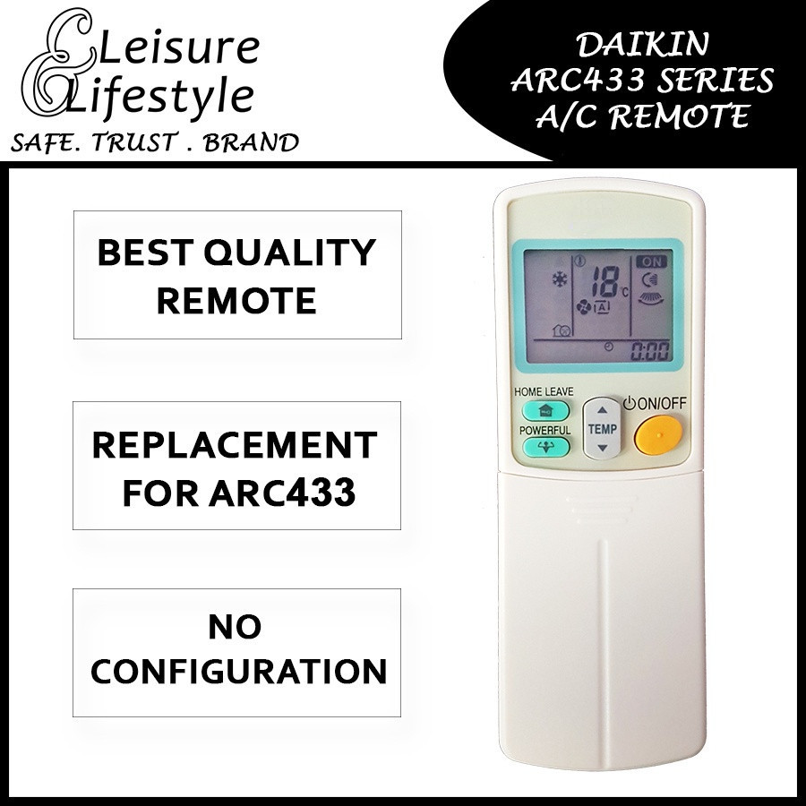 [การรับประกันสิงคโปร์] รีโมทคอนโทรล Daikin Aircon ARC433 รีโมท Daikin