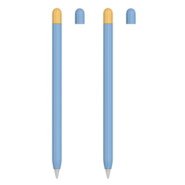 พร้อมส่ง เคสซิลิโคน ป้องกันปากกาสไตลัส 5 In 1 2 ชุด และปลอกปากกาสองสี และปลอกปลายปากกา 2 ชิ้น สีฟ้า สําหรับ Apple Pencil 1
