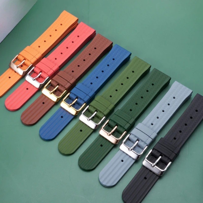 สายนาฬิกาข้อมือยาง กันน้ํา คุณภาพสูง สําหรับ Omega Seiko Rolex สีฟ้า สีเขียว สีแดง สําหรับผู้ชาย