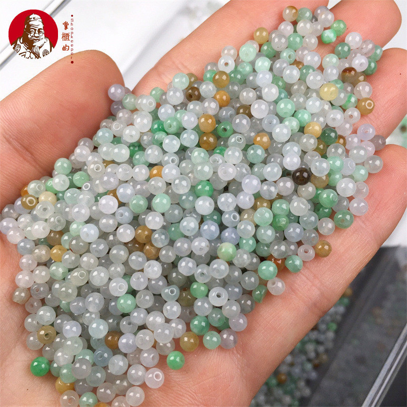 ((ราคา 20 ชิ้น) ลูกปัดหยกพม่า ทรงกลม 3.5 มม. diy