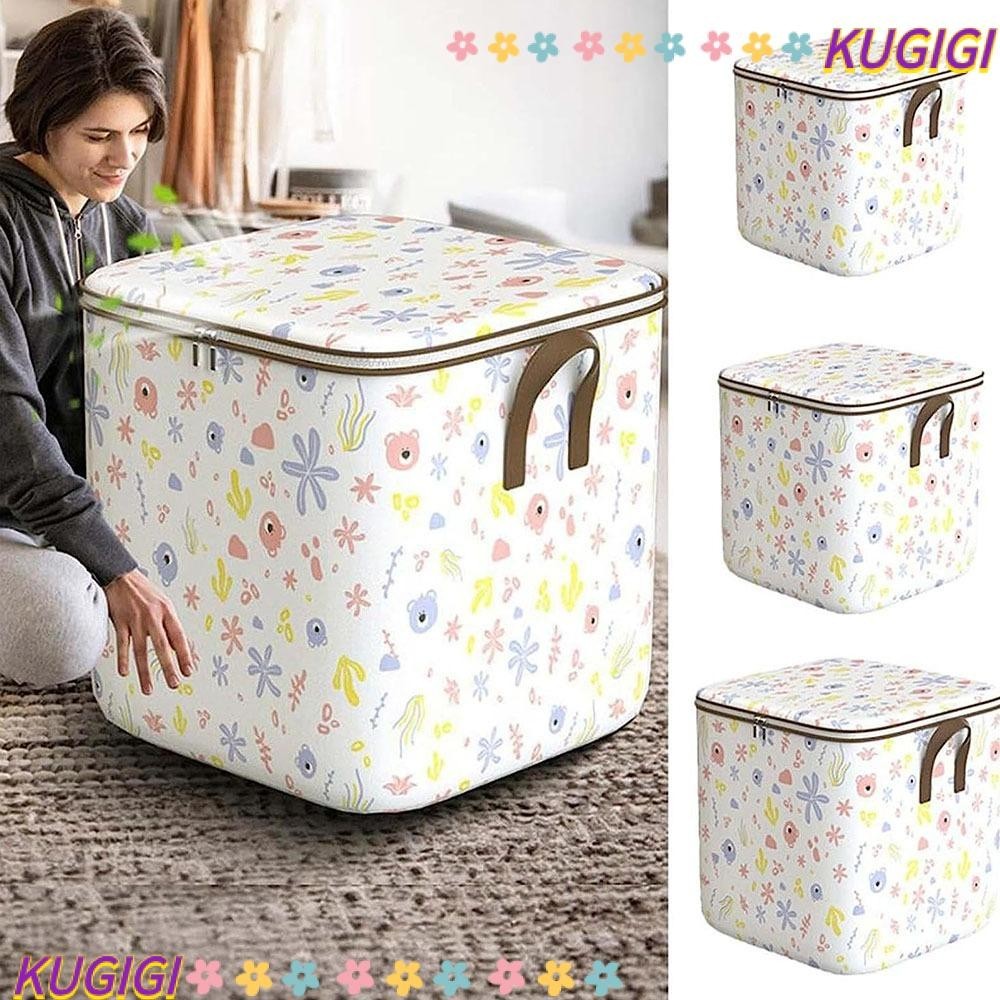 Kugigi ถังเก็บเสื้อผ้า ตุ๊กตาหมีน่ารัก พับได้ ขนาดใหญ่ จุของได้เยอะ พร้อมที่จับ ที่ทนทาน สําหรับจัดระเบียบตู้เสื้อผ้า