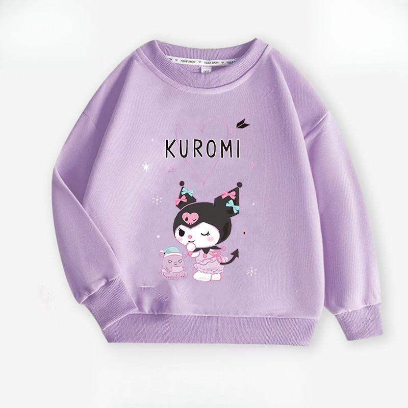 เสื้อกันหนาวแขนยาว มีฮู้ด ลายการ์ตูนคุโรมิน่ารัก แฟชั่นฤดูใบไม้ผลิ และฤดูใบไม้ร่วง สําหรับเด็กผู้หญิง 2024
