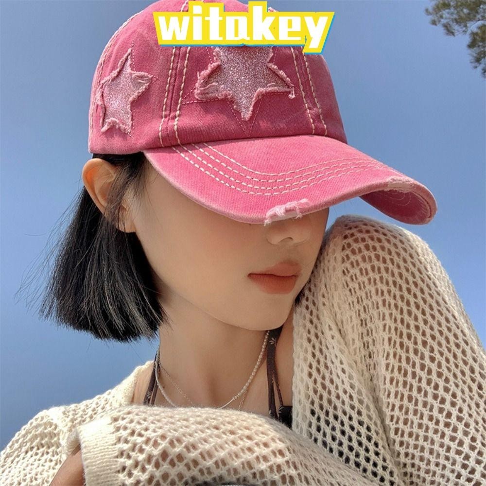 Witakey หมวกเบสบอล, หมวกบังแดด ลําลอง ปรับได้, ม่านบังแดด กลางแจ้ง สไตล์วินเทจ ฤดูใบไม้ผลิ ฤดูร้อน หมวกกันแดด สําหรับผู้หญิง ผู้ชาย