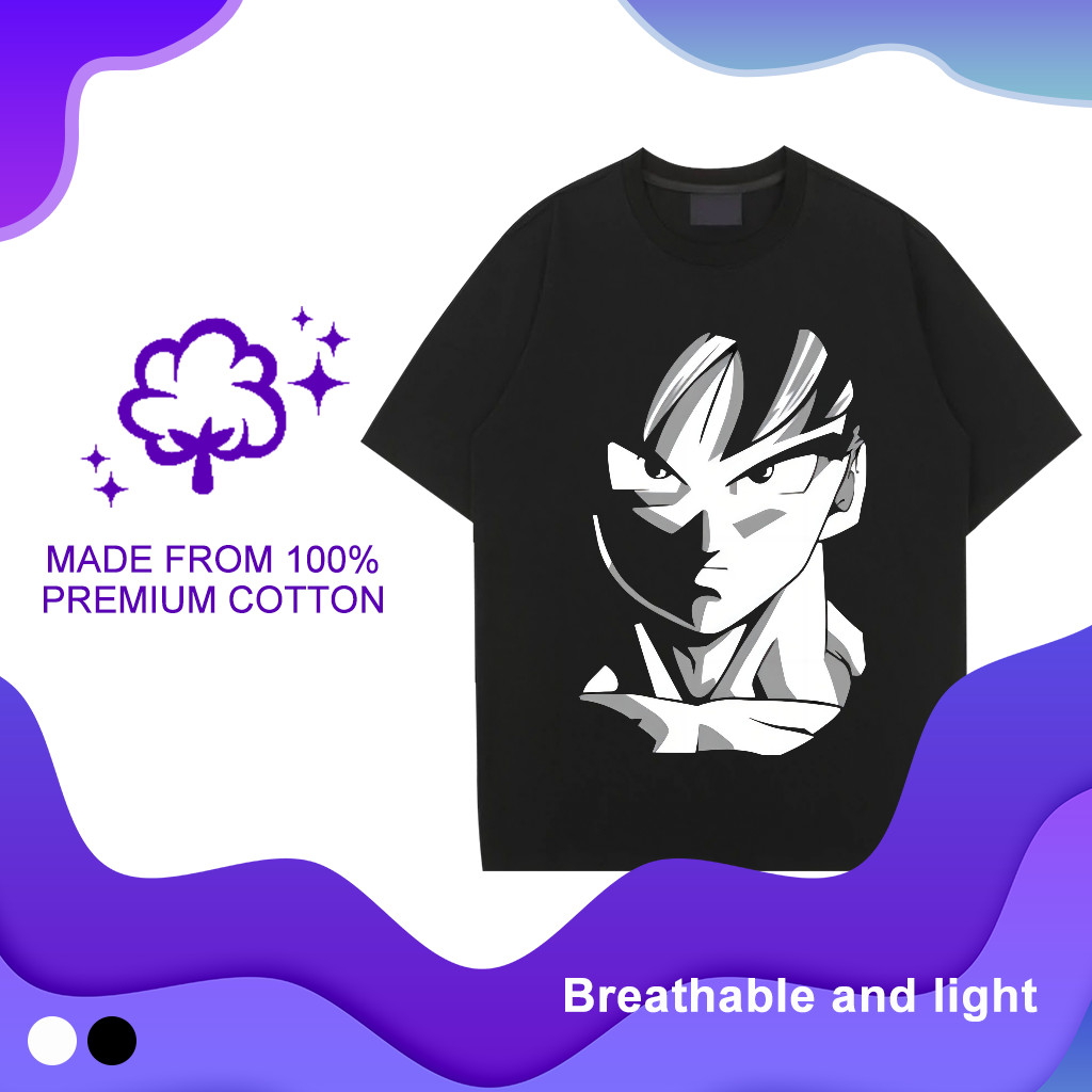 เจ็ดดราก้อนบอล เสื้อยืดพิมพ์อะนิเมะ สไตล์สบาย ๆ คอกลมขนาดใหญ่พิเศษ ผ้าฝ้าย 100% สวมใส่ทุกวัน