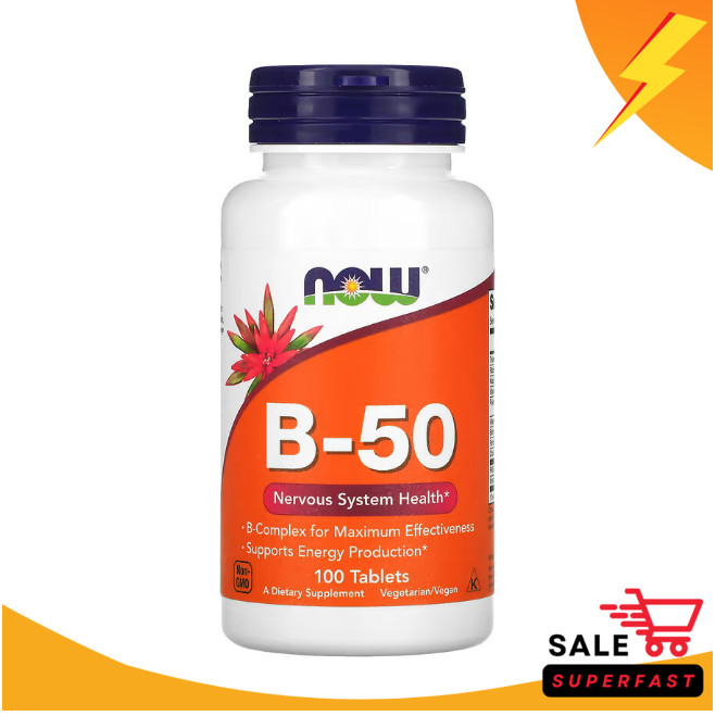 ลอตใหม่! หมด.01/2027, บีรวม 50, NOW Foods, B-50, 100 เม็ด