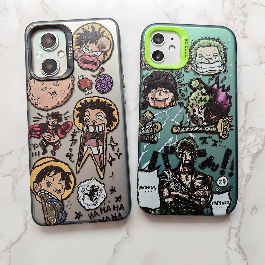 เคส Oppo RENO 8T 7Z 8Z 8 5 6 7 PRO 5G A79 A98 5G A16 A55 4G ซิลิโคนน ่ ารักการ ์ ตูน Luffy Zoro One piece IMD เคสโทรศัพท ์