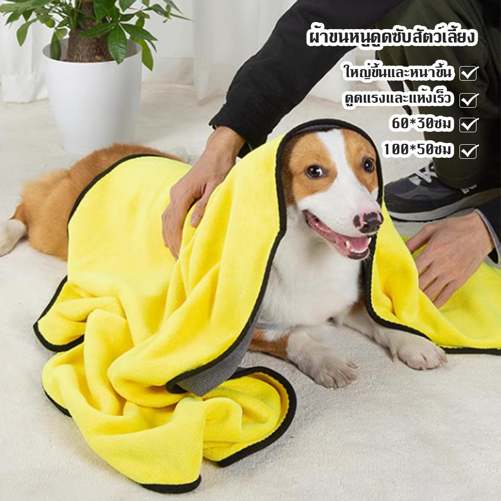 🐕【100*50ซม】ผ้าขนหนูสัตว์เลี้ยง ผ้าซับน้ำอเนกประสงค์  ผ้าไมโครไฟเบอร์