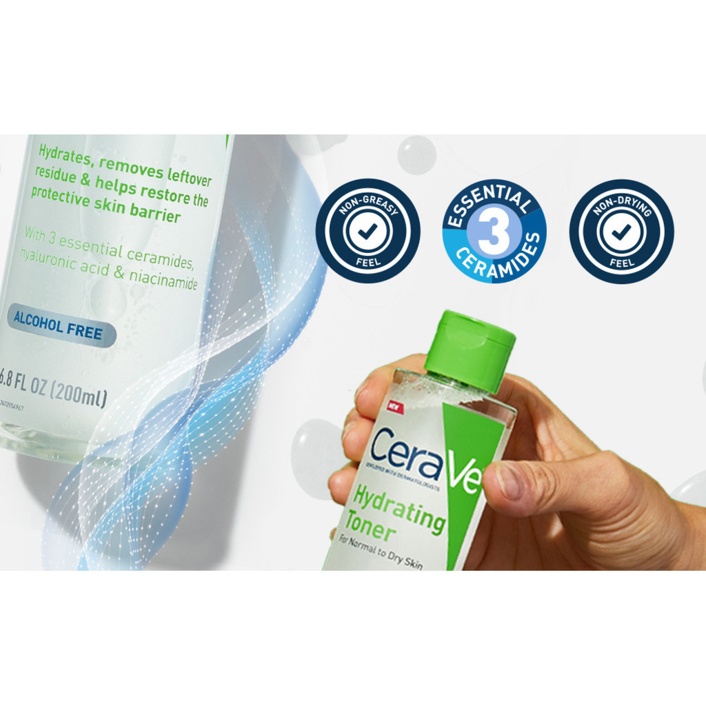 Cerave Moisturizing Facial Toner พร้อมกรดไฮยาลูโรนิกและไนอาซินาไมด์ 200มล - รูปที่ 6