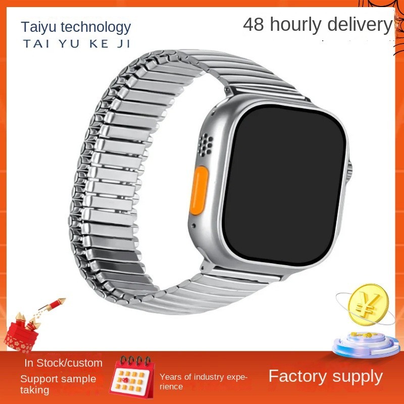 สายนาฬิกาข้อมือสมาร์ทวอทช์ สเตนเลส ประดับลูกปัดไม้ไผ่ สําหรับ Huawei Samsung Apple iwatch