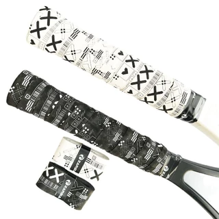 HOLIZZY ไม้แบดมินตัน Overgrips, Self-กาวพิมพ์เทนนิส Racquet Sweatband, อุปกรณ์กีฬา Shock Absorption สีดําสีขาวเทปจับลื่น