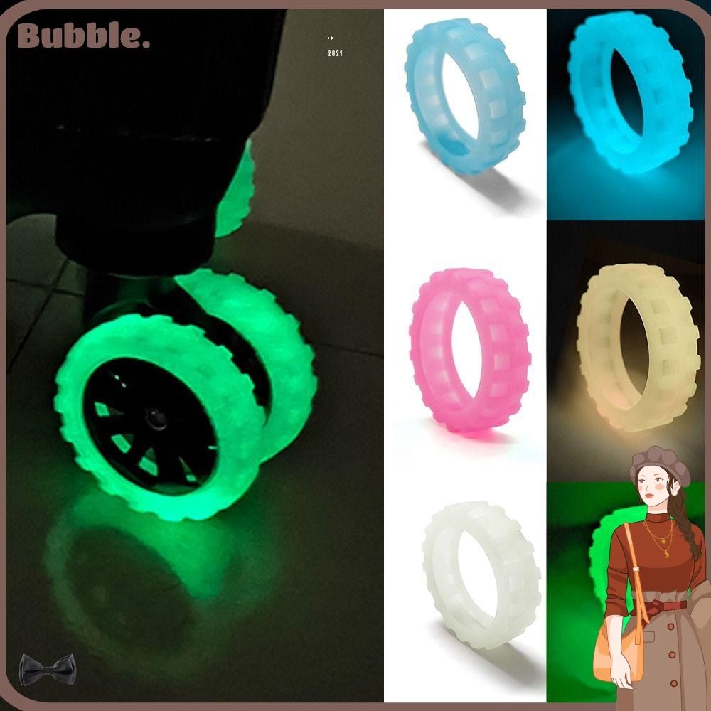 Bubble ฝาครอบล้อกระเป๋าเดินทาง ซิลิโคน เรืองแสง ลดเสียงรบกวน กันรอยขีดข่วน 8 ชิ้น