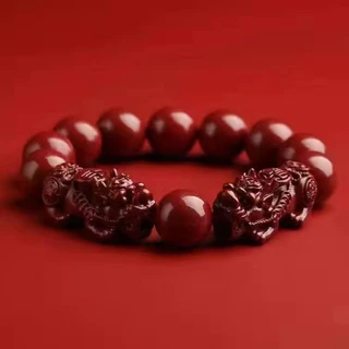 Blessed Cinnabar สร้อยข้อมือลูกปัด Pixiu สร้อยข้อมือ Unisex สีม่วงทองทราย Piyao สร้อยข้อมือดีเพื่อสุขภาพการไหลเวียนโลหิต กําไลลูกปัด