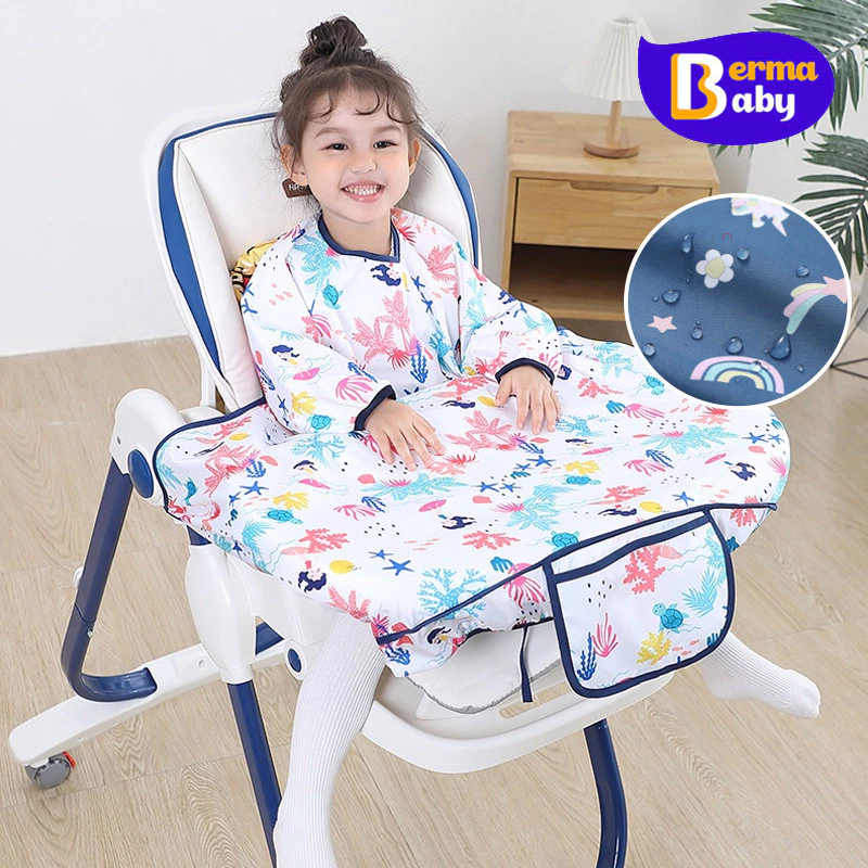 Berma Baby ผ้ากันเปื้อนเด็ก ฝึกทานอาหาร แขนยาว กันนน้ำ สําหรับเด็กทารกวัยหัดเดิน