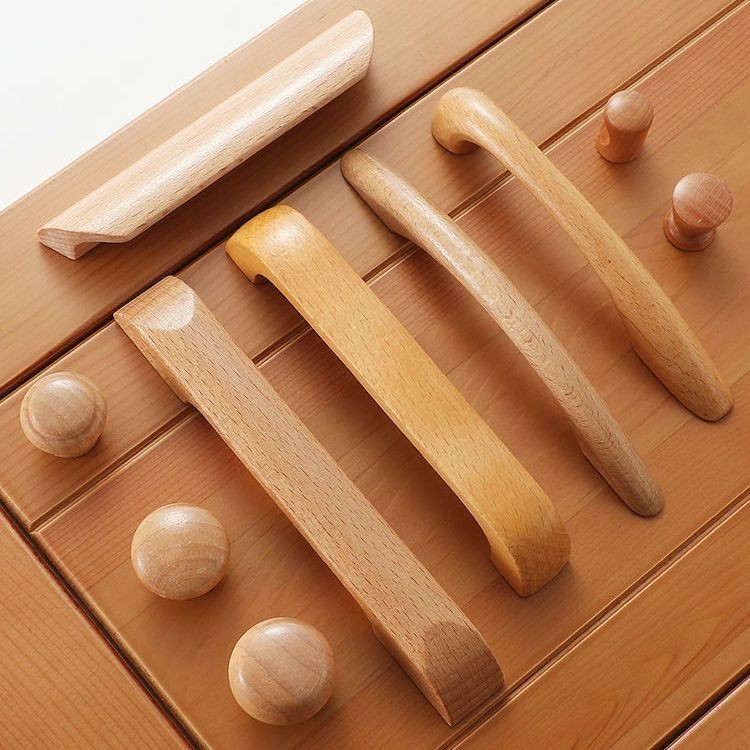 มือจับประตูตู้เสื้อผ้า ลิ้นชัก แบบไม้เนื้อแข็ง สไตล์นอร์ดิก แบบเรียบง่าย - รูปที่ 2