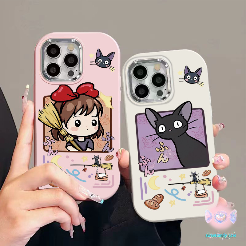 [การจัดส่งในพื้นที่] ไม้กวาดสาวกรอบโลหะเคสโทรศัพท์เข้ากันได้กับiPhone x XR XS 11 13 15 12 PRO MAX 6 7 8 14 15 PLUS cover