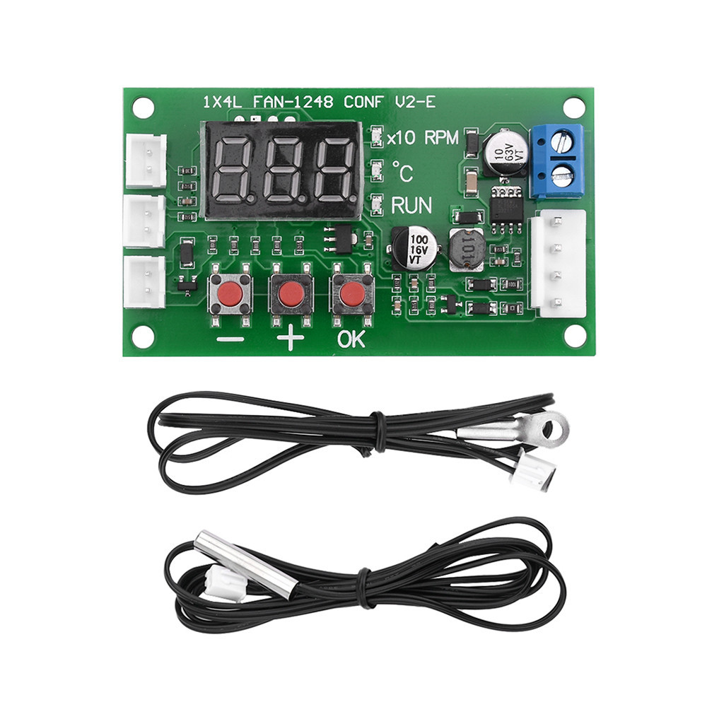 Voktta พัดลมควบคุมอุณหภูมิดิจิทัล 12-48V PWM 10V รองรับ EC EBM ปิดเครื่องได้