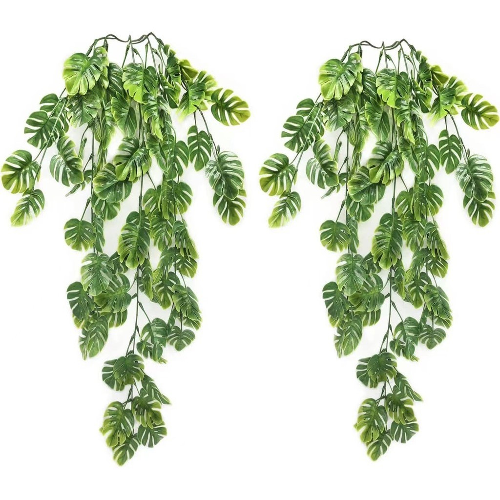 ต้นไม้ปลอม เถาใบเต่าปลอม สีเขียว ใบไม้ปลอม สําหรับแขวนตกแต่งผนังบ้าน DIY สวน ของแต่งบ้าน ของแต่งร้าน - รูปที่ 6