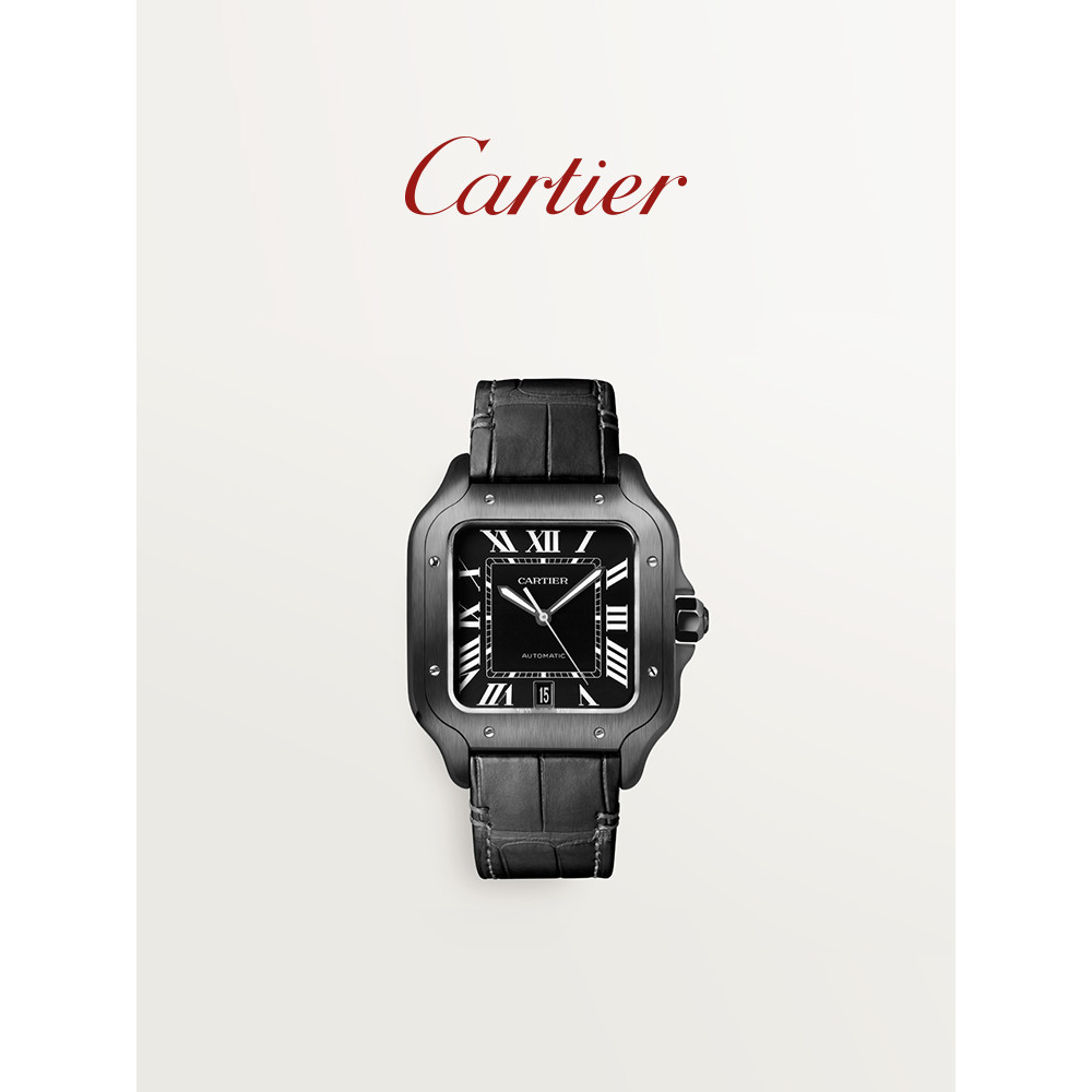 Cartier Cartier Santos Series นาฬิกาข้อมือ กลไก เคลือบคาร์บอน สายคู่