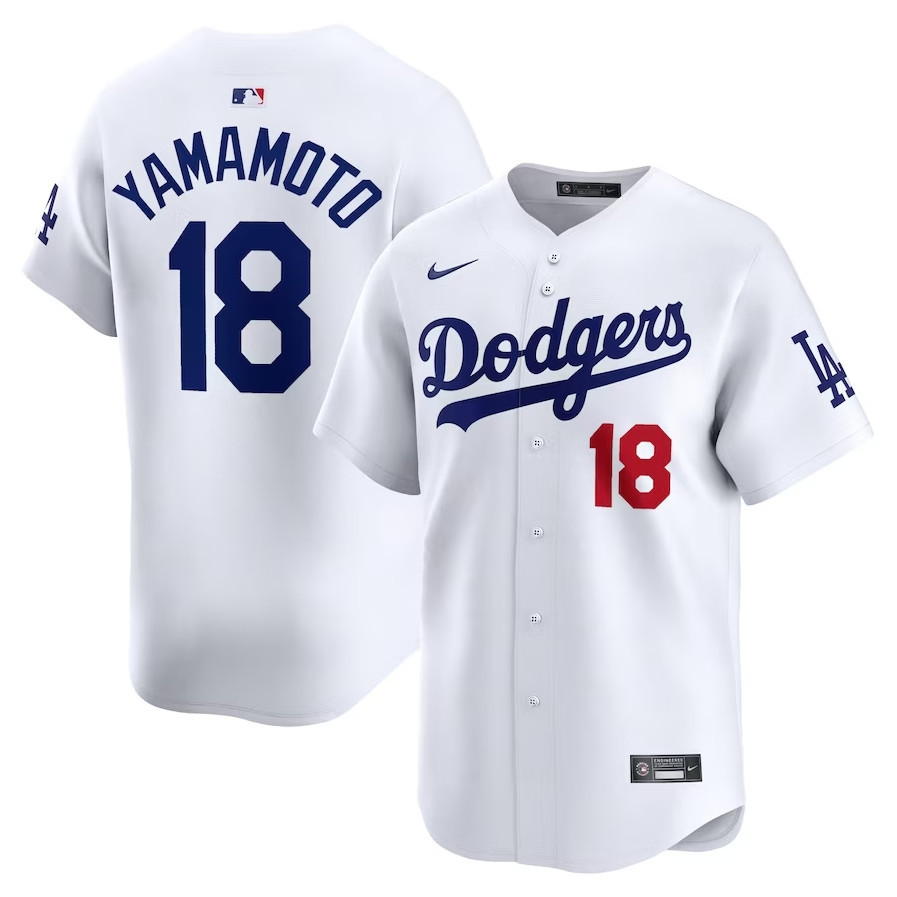 เสื ้ อเบสบอล MLB Los Angeles Dodgers Yoshinobu Yamamoto White Home สําหรับผู ้ ชาย