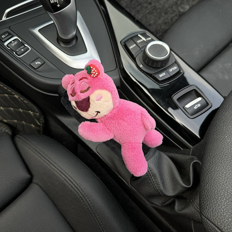 New styles Car Gear Handle Cover Women's Online Influencer Cute Strawberry Bear Doll Car Block Sleeve Protective Cover Automatic Gear Handbrake Sleeve Cute Car Decoration 7AaR - รูปที่ 7