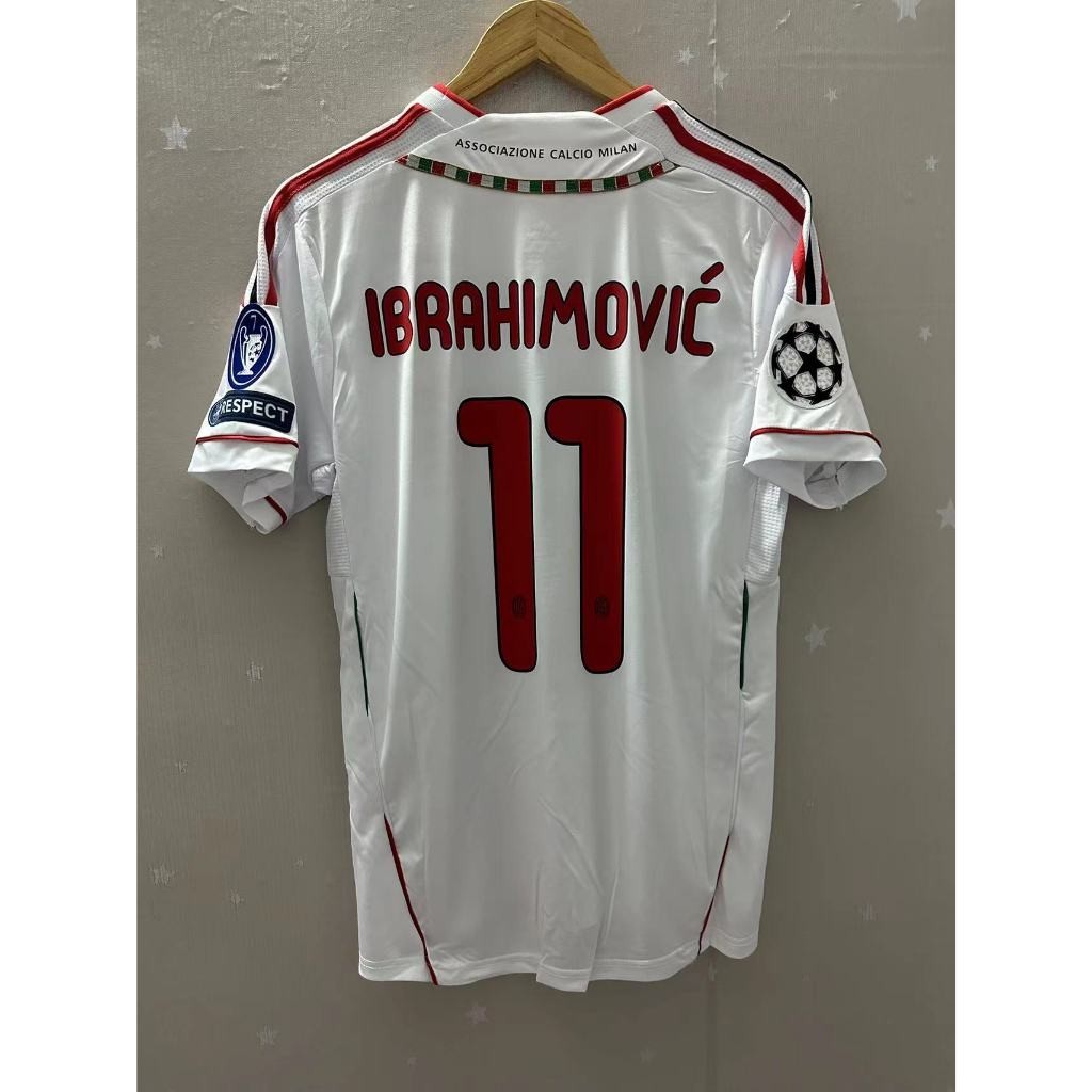 เสื้อกีฬาแขนสั้น ลายทีมชาติฟุตบอล IBRAHIMOVIC 11-12 AC Milan Away คุณภาพสูง สไตล์เรโทร