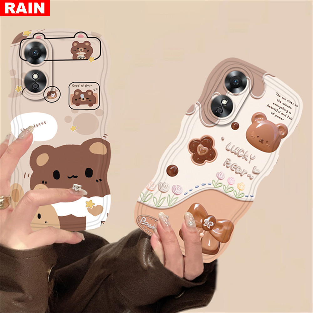เคสโทรศัพท์มือถือ ลายการ์ตูนหมี กระต่ายน้อยน่ารัก สําหรับ OPPO A78 A18 A17 A57 A58 Reno 8T A15 A16K A54 A12 A5S A7 A54S A94 A93 A3S A53 A31 A52 A74 A95 F9 A1K A76 A9 2020 A37 F5 F7