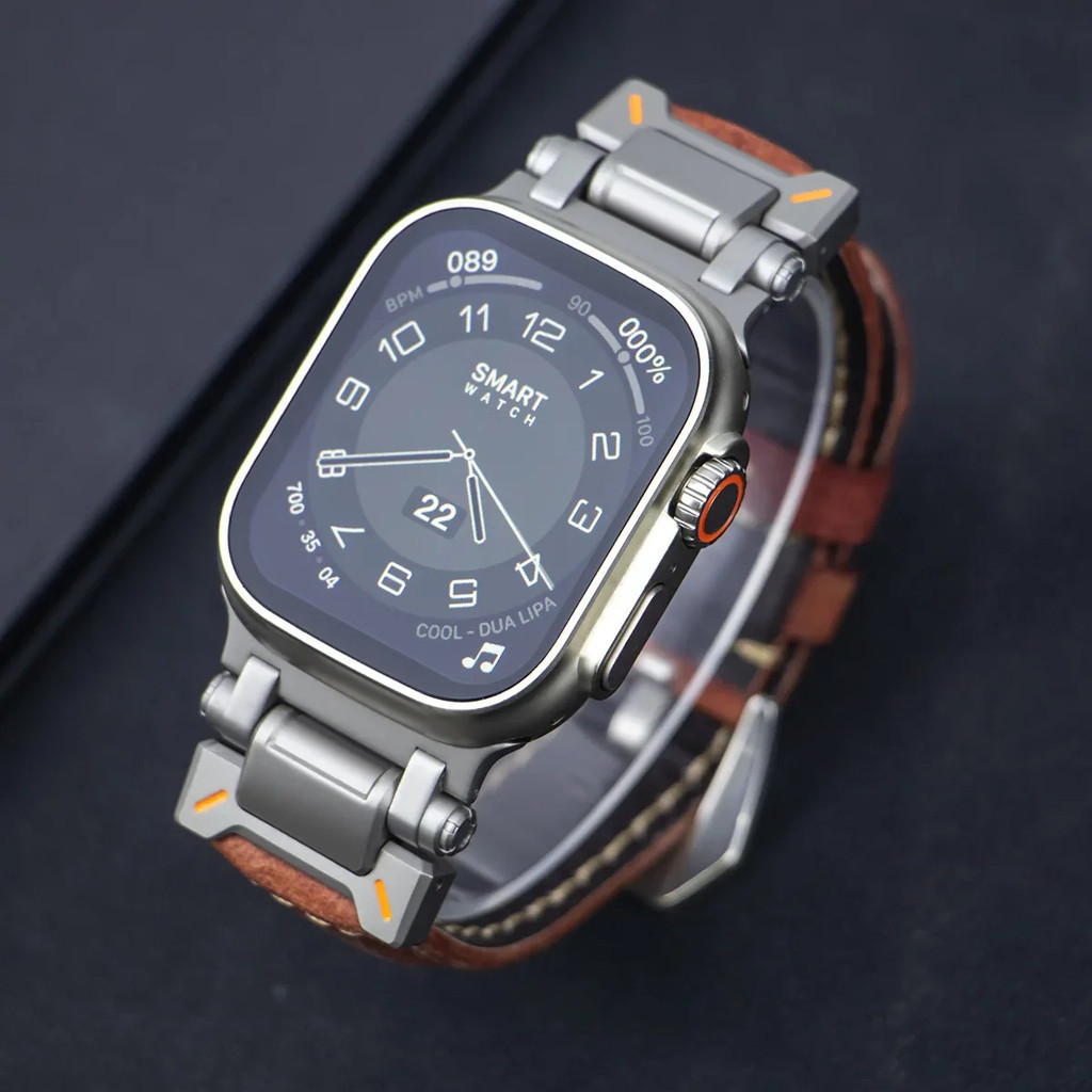 สายนาฬิกาข้อมือหนังแท้ สําหรับ Apple Watch Ultra 2 1 49 มม. 44 มม. 45 มม. 41 มม. 40 มม. 42 มม. Iwatch series 9 8 7 6 5 4 SE