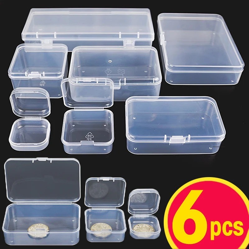 กล่องเก็บของพลาสติกใส 1/6 ชิ้น / กล่องแสดงเครื่องประดับอเนกประสงค์ / ที่เก็บลูกปัดต่างหูแบบพกพา