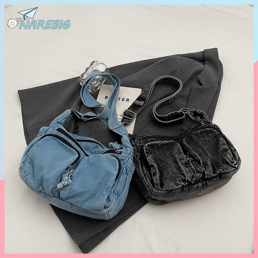 กระเป๋าผ้าเดนิม Denim Tote Bag กระเป๋าถือขนาดใหญ่ Hobo Bag Jean Purses สําหรับผู้หญิงทํางาน Shopping Travel ✿