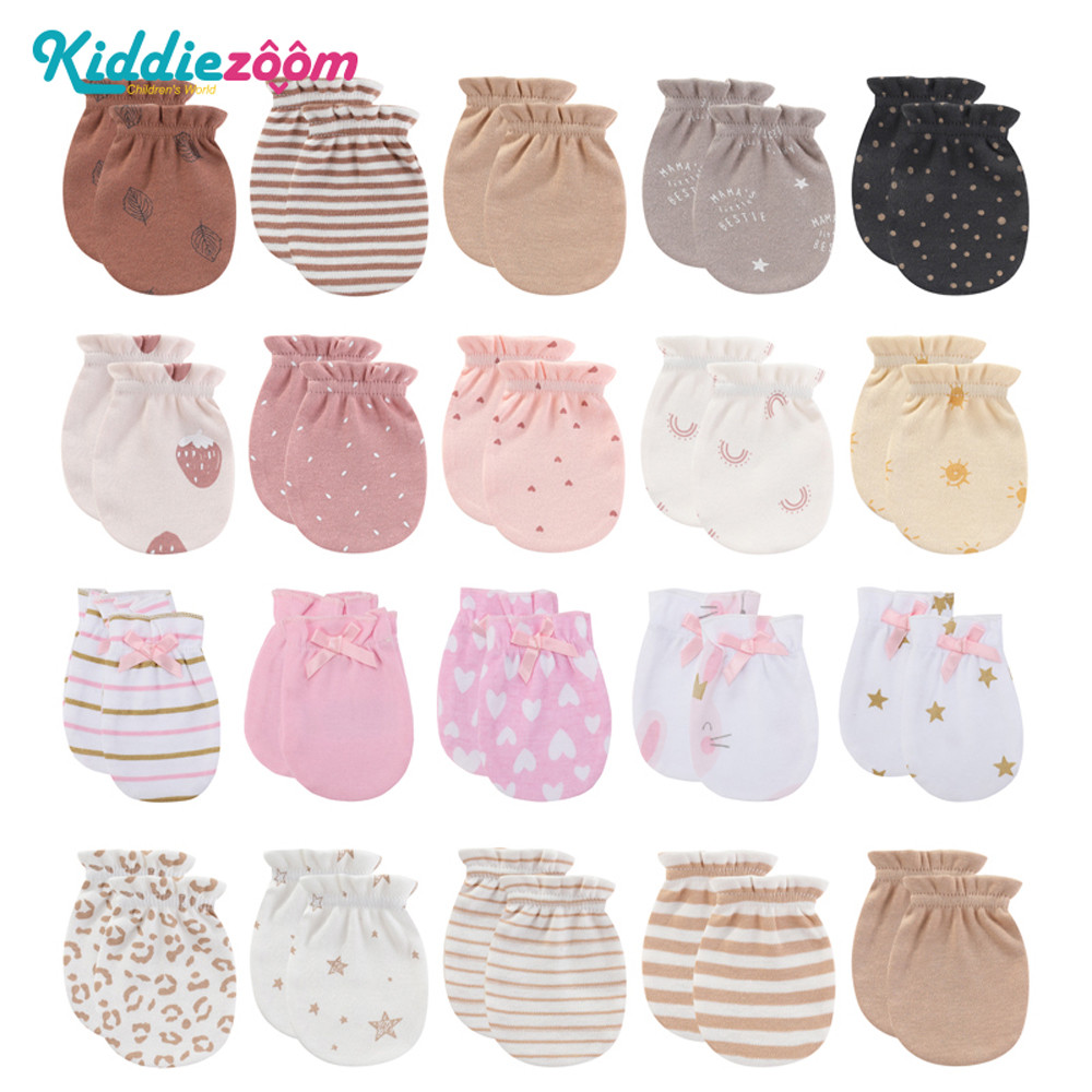 5 คู่เด็ก Mittens ผ้าฝ้ายถุงมือเด็ก Unisex การ์ตูนพิมพ์ 0-6M