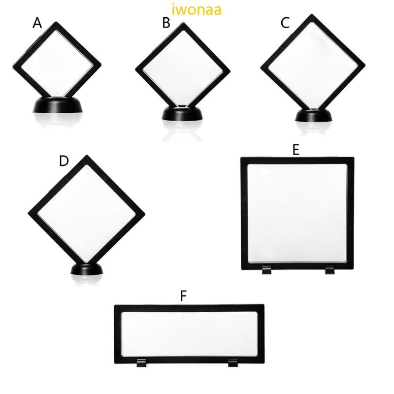 Iwo PE Thin Film 3D Floating Coin Display Frame Holder Box for Case Black for w Sta
