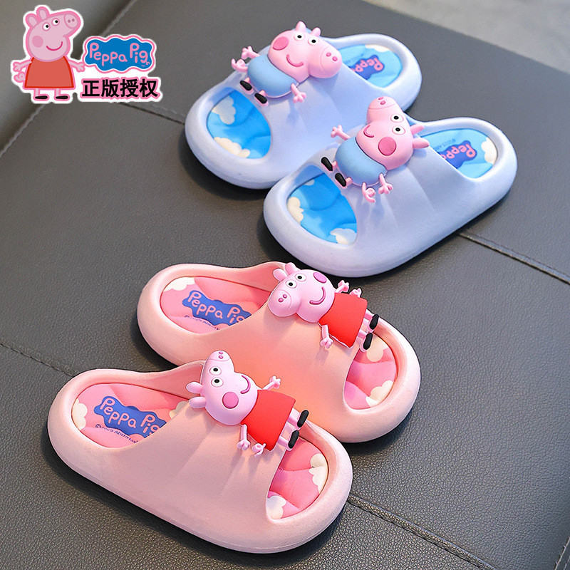 Peppa Pig รองเท้าแตะเด็กรองเท้าแตะฤดูร้อนเด็กผู้หญิง Anti-slip Soft Sole กลางเล็กน่ารักการ์ตูนเด็ก