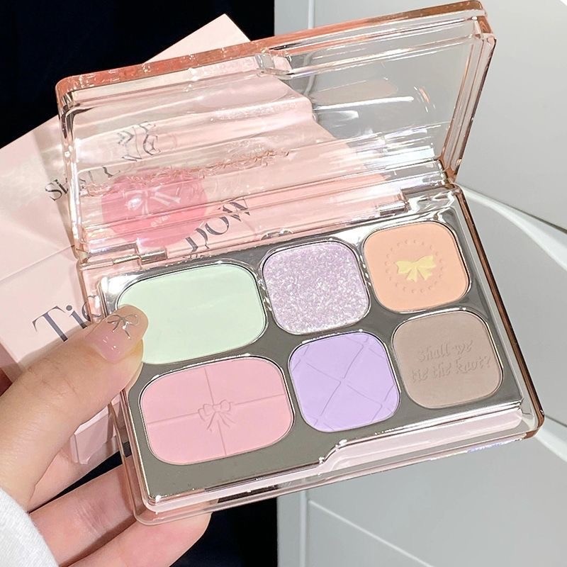 shiny girl: ถาดอายแชโดว์หกสีใบ้เคลือบสีโลกซ่อมแซมไฮกลอสพาเลทอายแชโดว์ในตัวหลากสี สามารถใช้เป็นบลัชออนหรือไฮไลท์เตอร์ได้ - รูปที่ 7