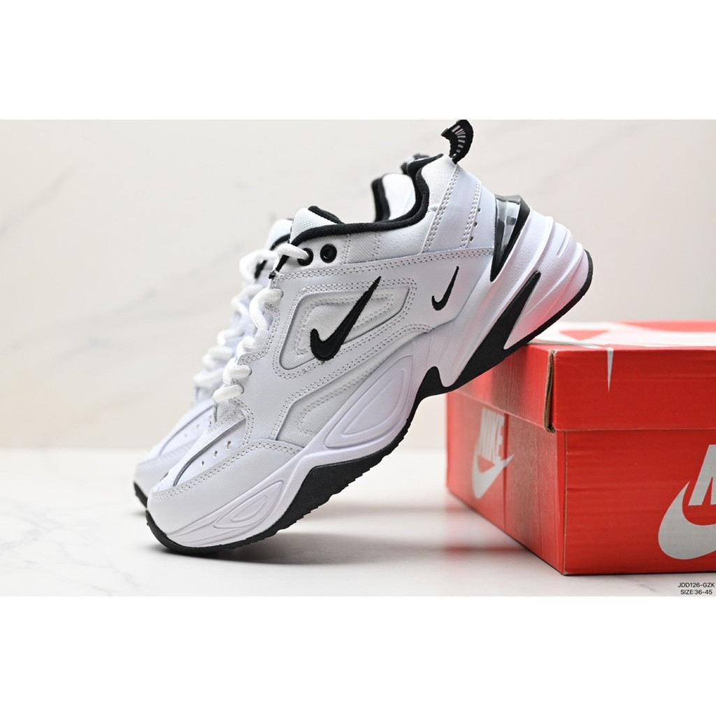 Nike Air MONARCH m2k tekno รองเท้าผ้าใบลำลองสีขาวสีดำชายหญิงรองเท้าวิ่ง8j2n