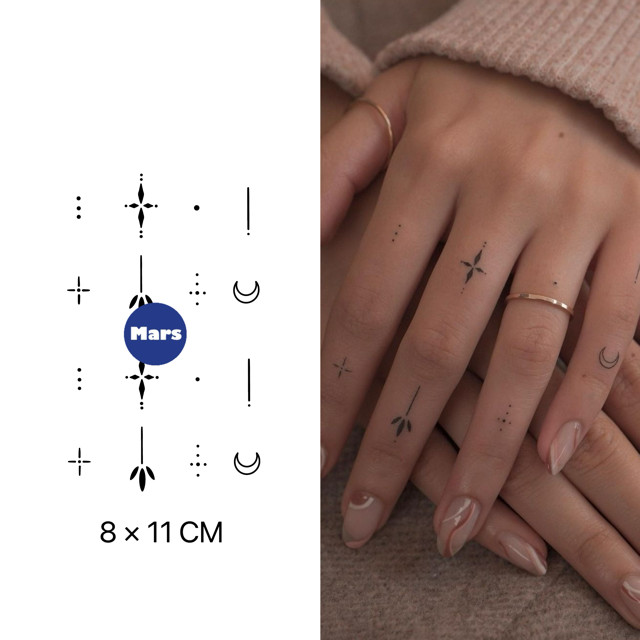 【Mars Tattoo】ใหม่ สติกเกอร์รอยสักชั่วคราว ลายดาว กึ่งถาวร 2 สัปดาห์ ติดทนนาน สําหรับสักชั่วคราว X018