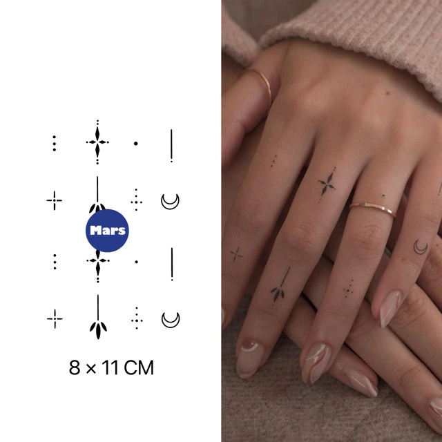 【Mars Tattoo】ใหม่ สติกเกอร์รอยสักชั่วคราว ลายดาว กึ่งถาวร 2 สัปดาห์ ติดทนนาน สําหรับสักชั่วคราว X018