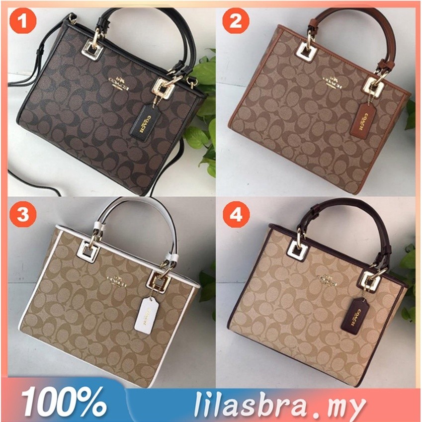 Lady Diana Bag F57568 ผู้หญิง หนังแท้ กระเป๋าสะพายข้าง Coac h กระเป๋าช้อปปิ้ง ความจุสูง พิมพ์คลาสสิก