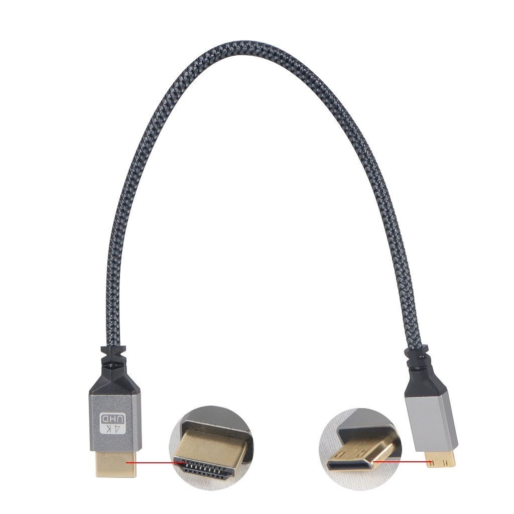 Feichao อะแดปเตอร์สายเคเบิล HDMI เข้ากันได้กับ HDMI สําหรับกล้องวิดีโอ Vlog Filmmaker DSLR