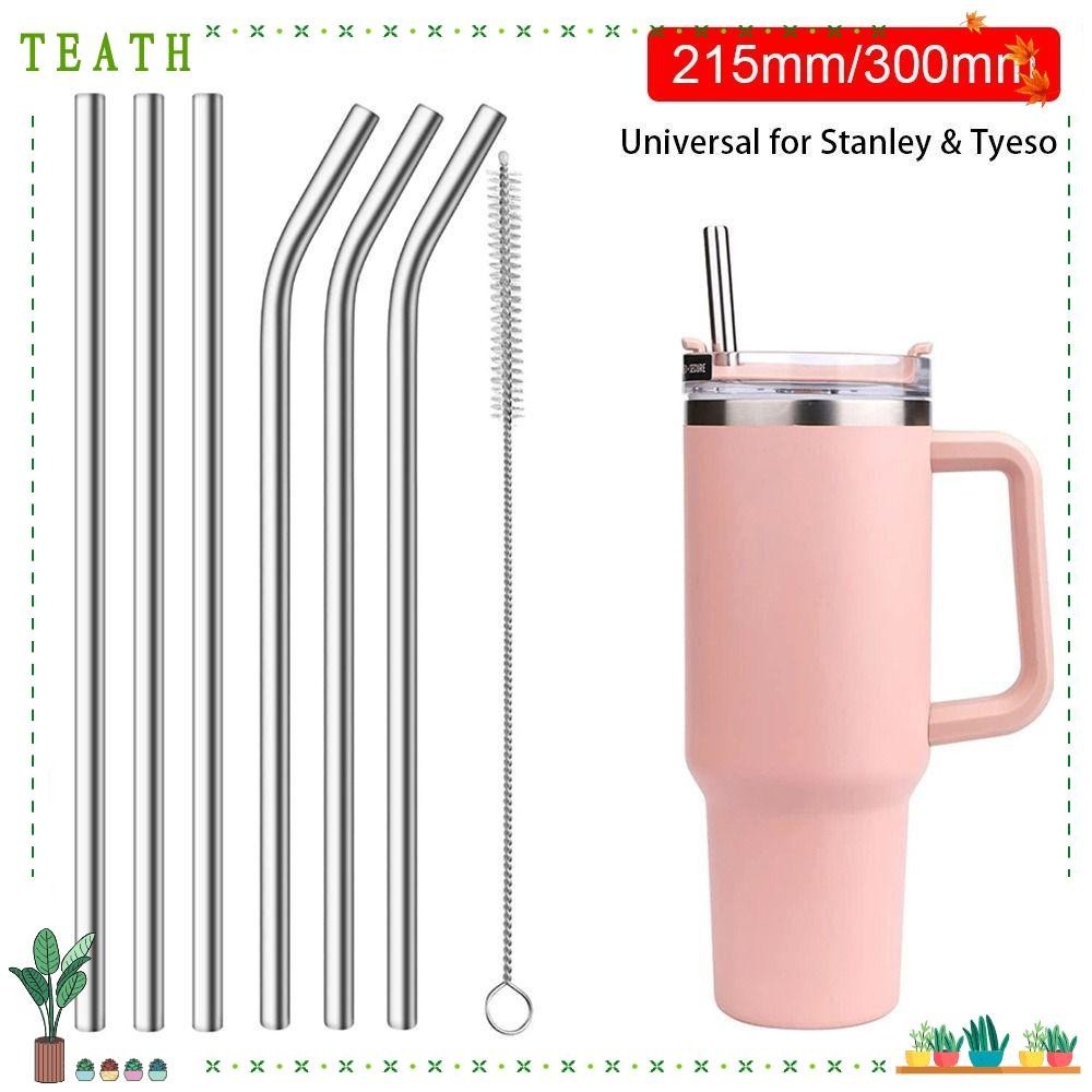 TEATH 1PC หลอดสแตนเลส,ตรง Bent เปลี่ยนหลอดดื่มสําหรับสูญญากาศ Tumbler ใช้งานร่วมกับ Stanley 30oz 40oz สําหรับ Tyeso ถ้วย