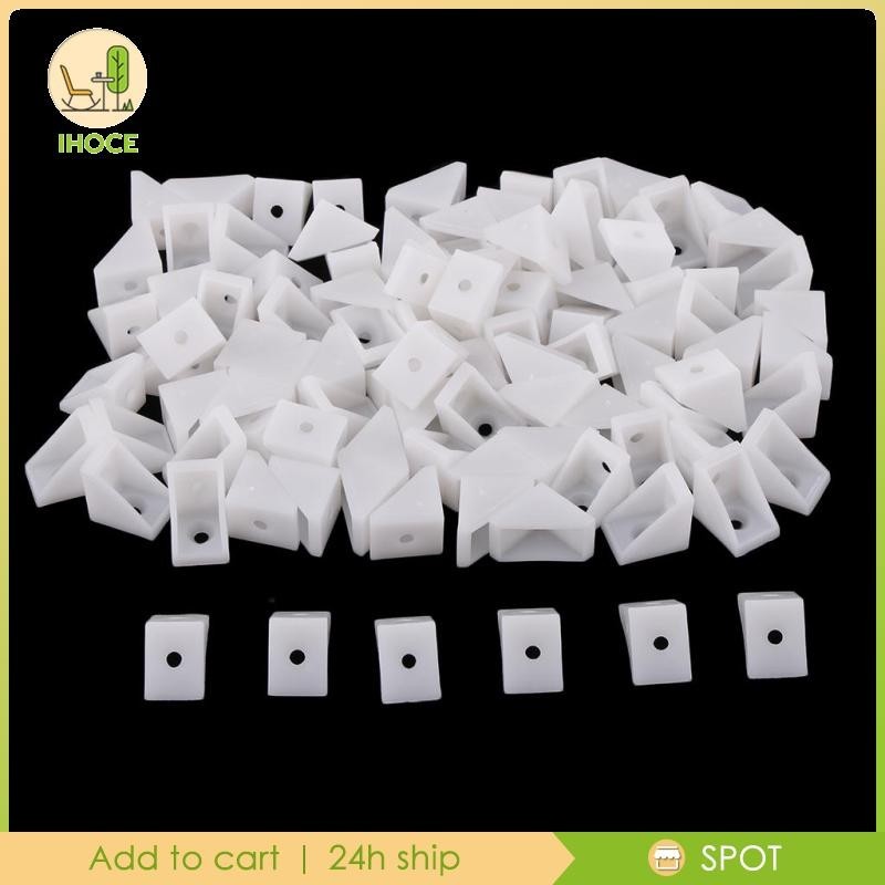 [Ihoce] 100 ชิ้น ข้อต่อ มุม ตัวยึด ชั้นวางของ แขวนผนัง ตกแต่งมุม ตัวยึด ข้อต่อมุม