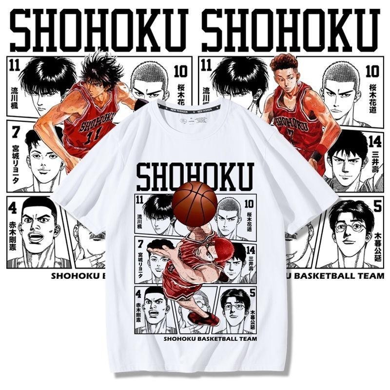 [TOYOO]tshirt เสื้อยืดแขนสั้น ผ้าฝ้ายแท้ ทรงหลวม พิมพ์ลายอนิเมะ Slam Dunk แฟชั่นฤดูร้อน สําหรับผู้ชาย 2024