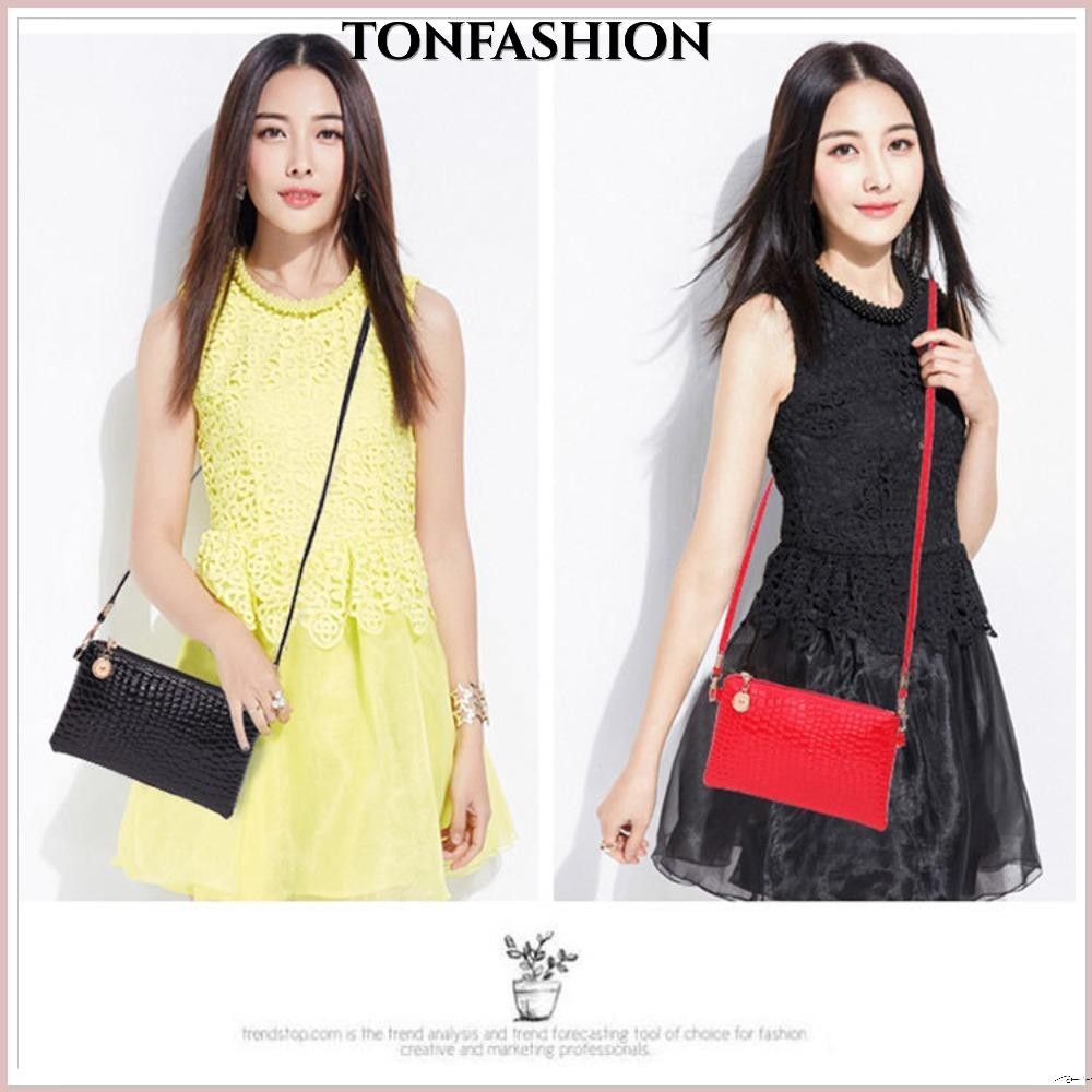 Tonfashion กระเป๋าสตางค์ สะพายข้าง มีซิป สําหรับผู้หญิง