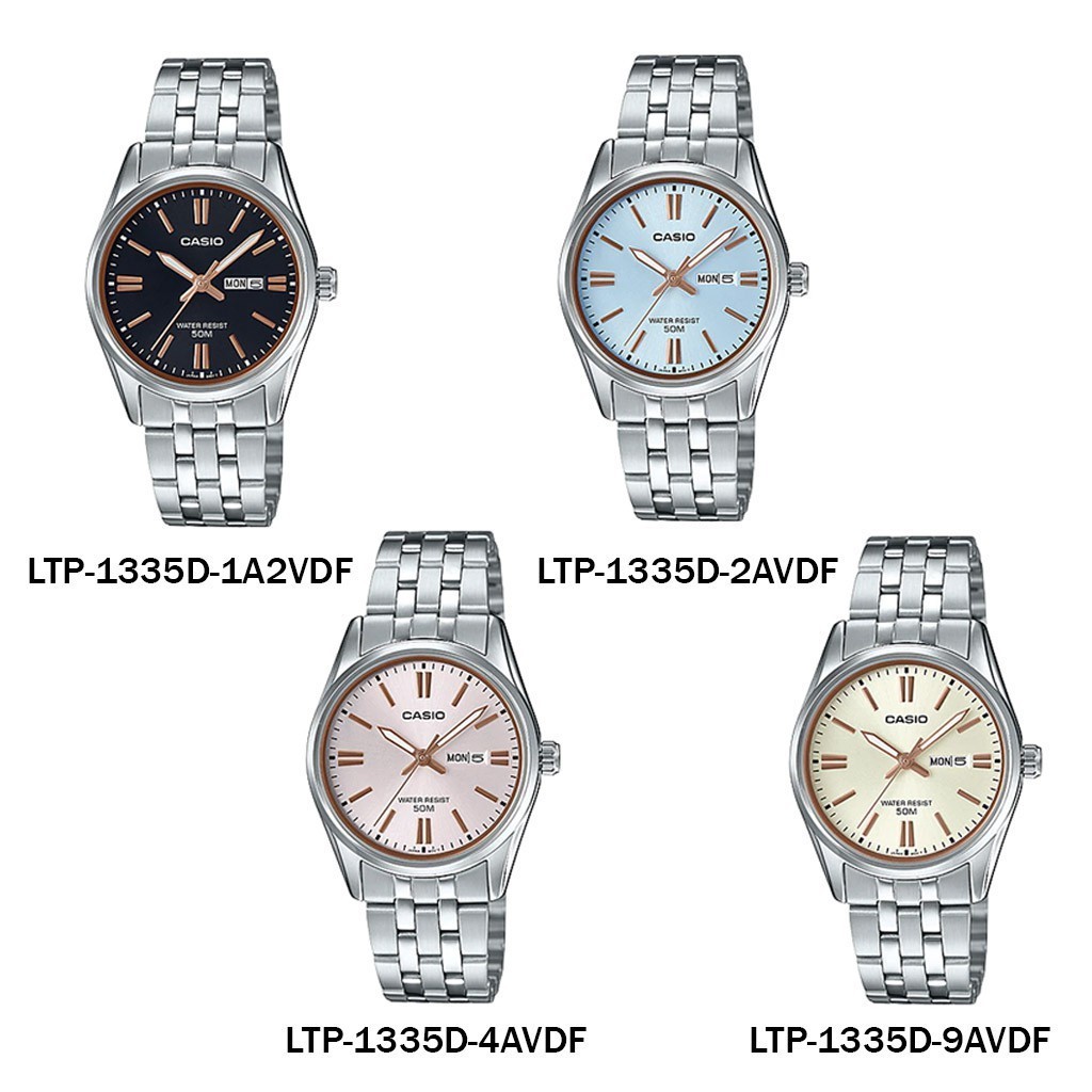 นาฬิกสายหวาน แท้ศูนย์ Casio แท้ นาฬิกาคู่ นาฬิกาข้อมือชาย-หญิง รุ่น LTP-1335D สายสแตนเลส ของแท้รับประกัน 1 ปี
